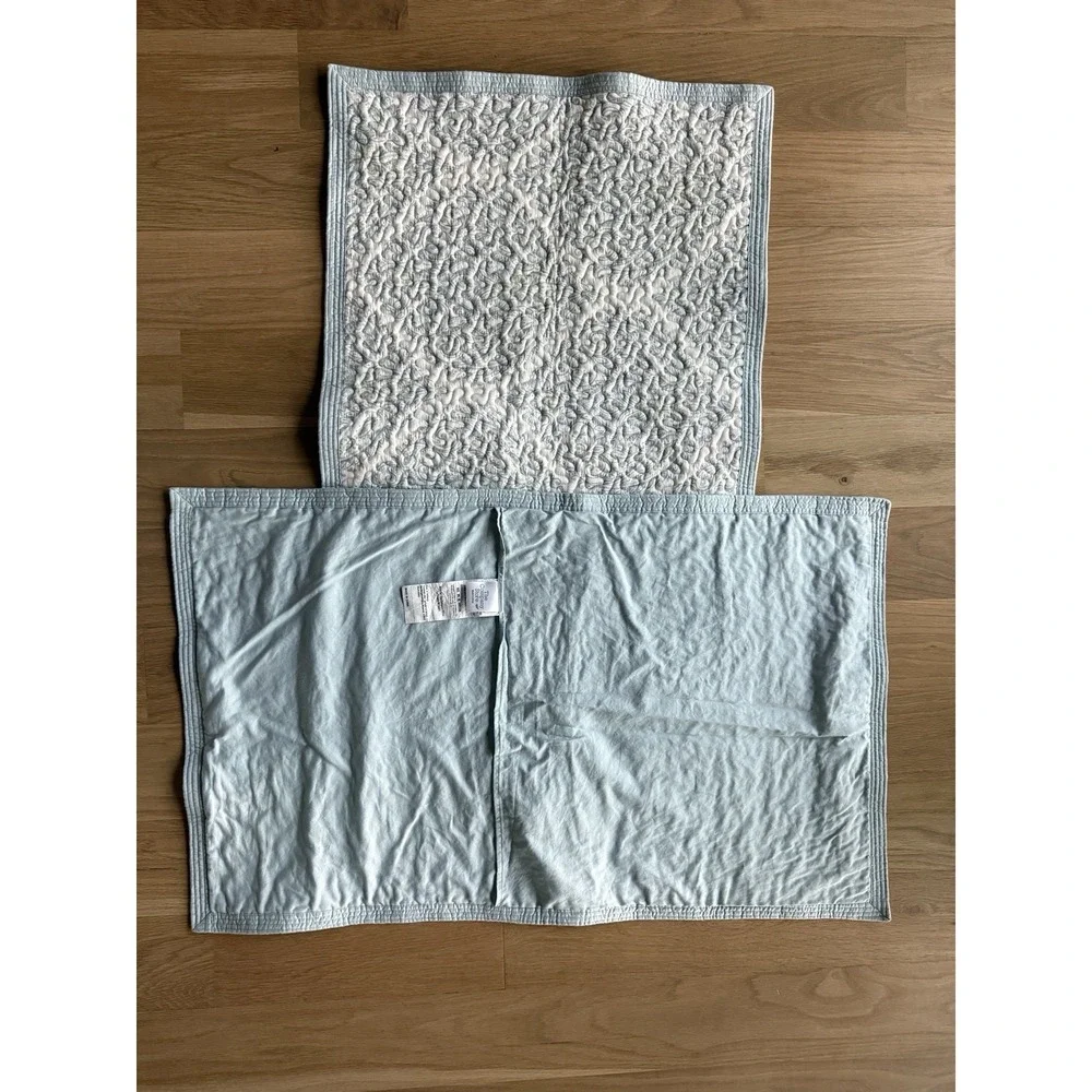 Company Store King Coverlet 2 Shams Set Blue Sage Paisley Cotton Quilt VTG